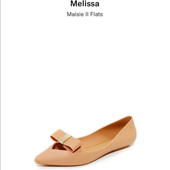 Melissa Maisie II Bow Flats Tan 7 FINAL SALE - Picture 2 of 8